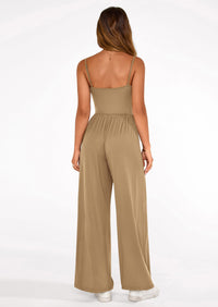 PRETTYGARDEN Summer Jumpsuits for Women Casual Wide Leg Date Night Rompers Sleeveless Beach Vacation One Piece Outfits PRETTYGARDEN