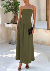 PRETTYGARDEN Women Strapless Elegant Going Out Maxi Dresses