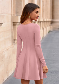 PRETTYGARDEN Fall Cocktail Dresses for Women Elegant Classy Wedding Guest Long Sleeve Homecoming Party A Line Mini Dress