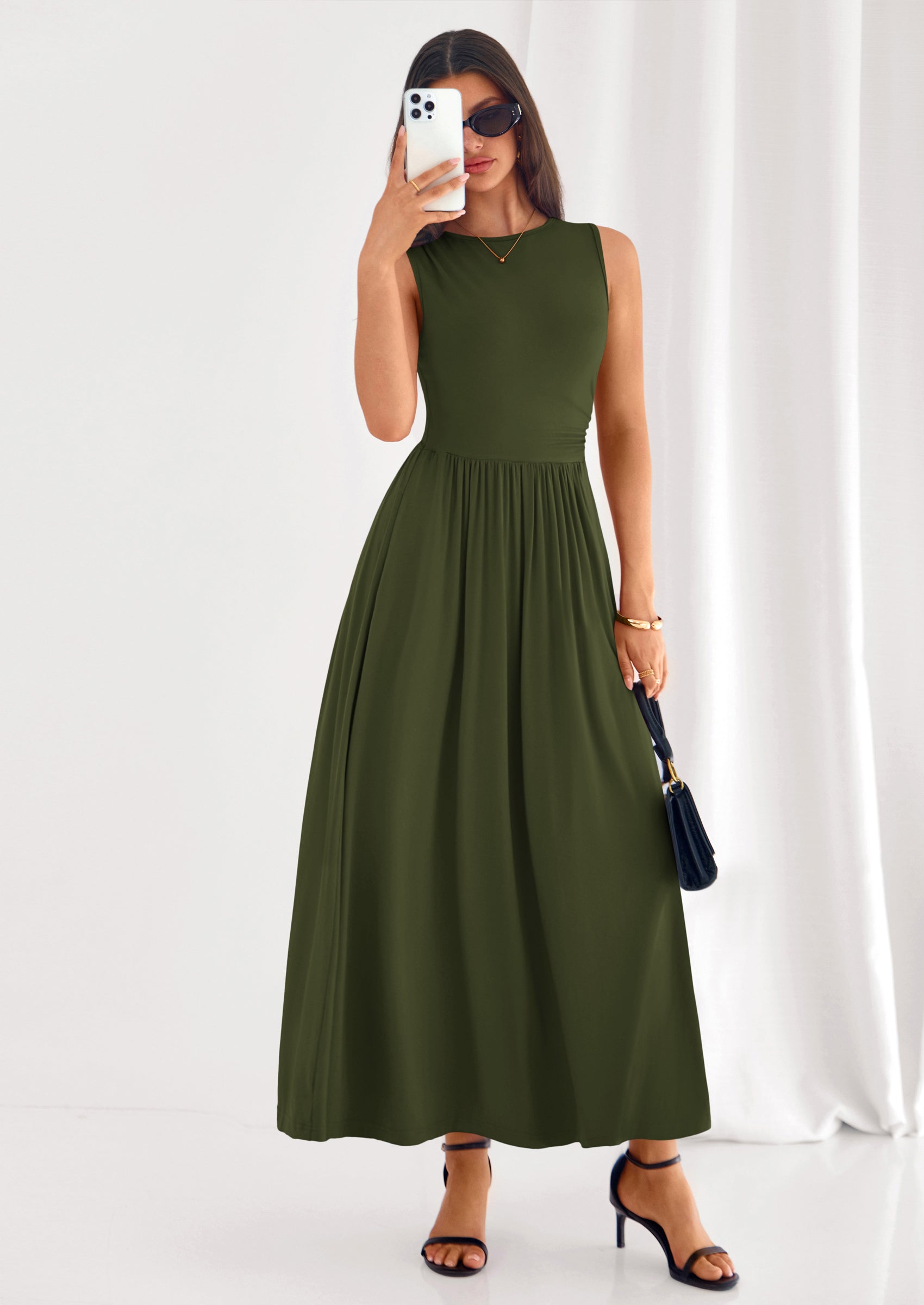 ladies sleeveless dresses Dress With Pockets Singular Inspired by the mythical bird Casual Summer Dress V-neck Twisted