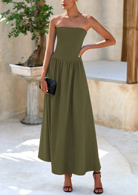 PRETTYGARDEN Women Strapless Elegant Going Out Maxi Dresses