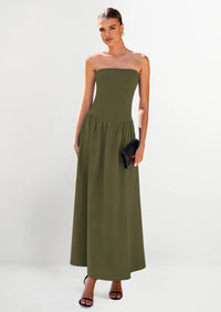 PRETTYGARDEN Women Strapless Elegant Going Out Maxi Dresses