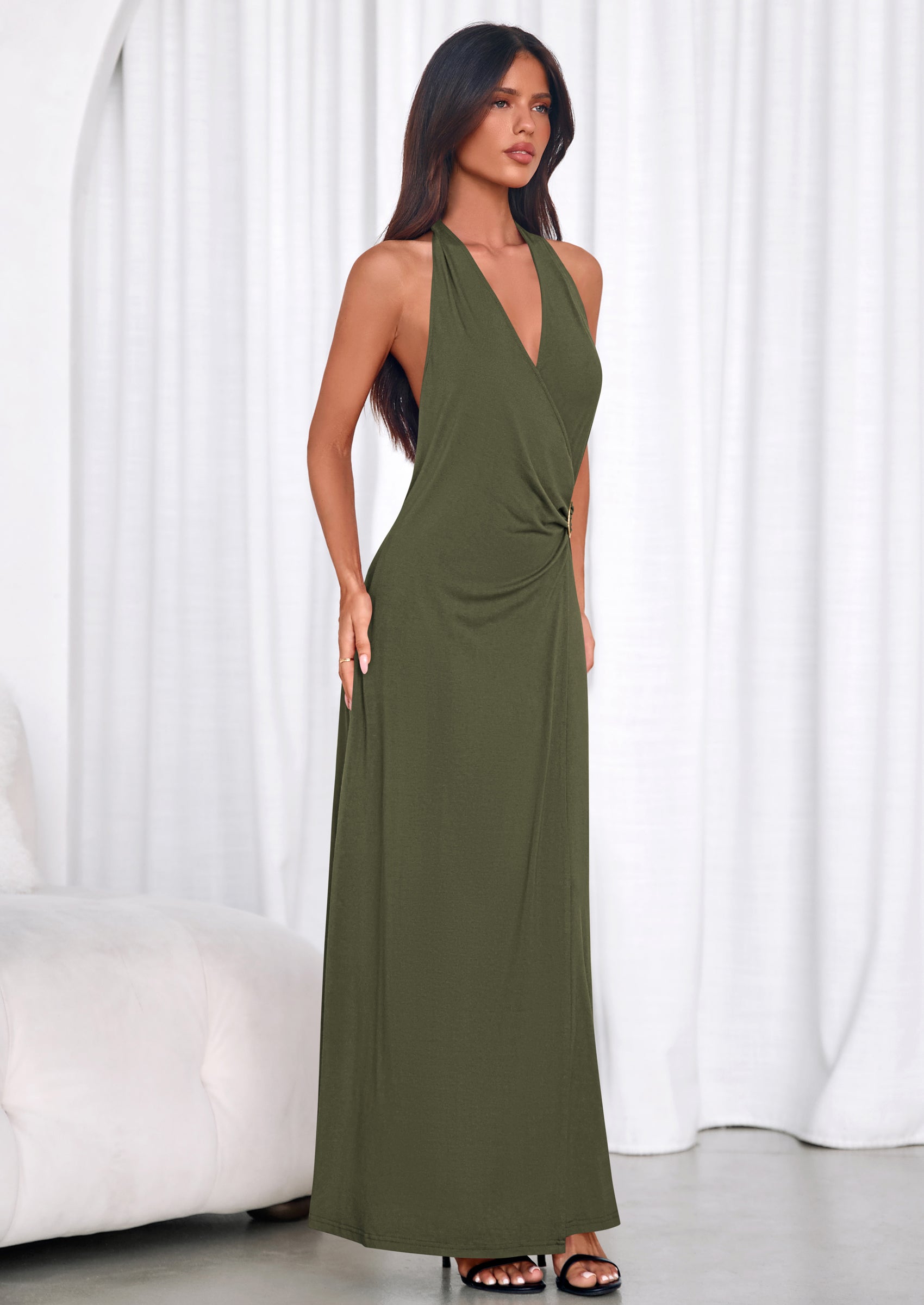 PRETTYGARDEN Womens Summer Halter Dresses Elegant Classy V Neck Backle PRETTYGARDEN Womens Summer Halter Dresses Elegant Classy V Neck Backle