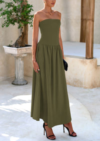 PRETTYGARDEN Women Strapless Elegant Going Out Maxi Dresses