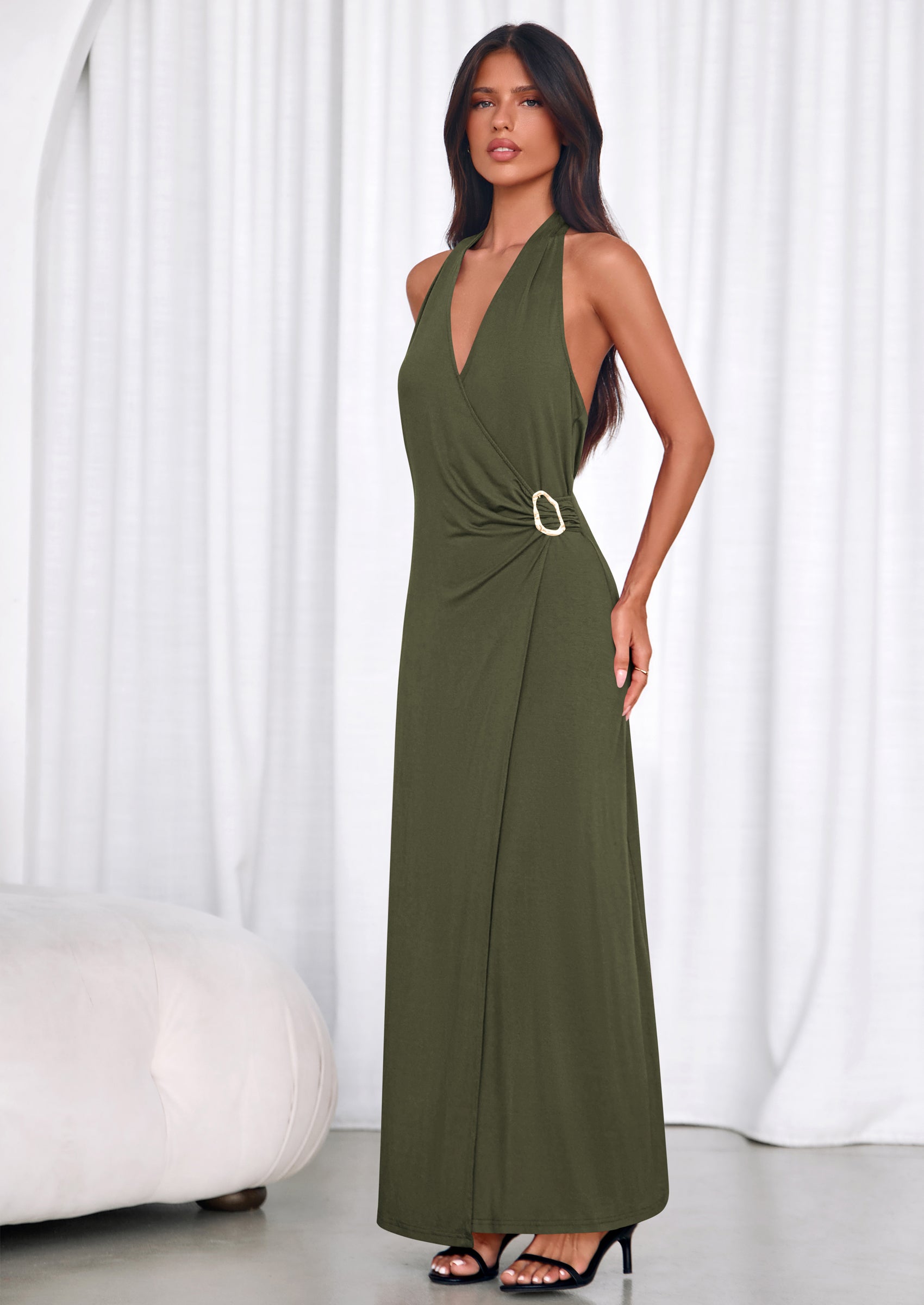 PRETTYGARDEN Womens Summer Halter Dresses Elegant Classy V Neck Backle PRETTYGARDEN Womens Summer Halter Dresses Elegant Classy V Neck Backle