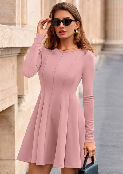 PRETTYGARDEN Fall Cocktail Dresses for Women Elegant Classy Wedding Guest Long Sleeve Homecoming Party A Line Mini Dress