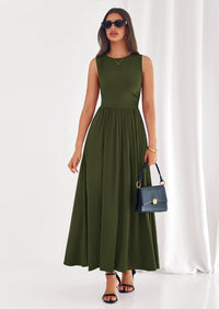 PRETTYGARDEN Summer Maxi Dresses for Women Sleeveless A Line Flowy Long Casual Sundress Wedding Guest Fashion Clothing PRETTYGARDEN