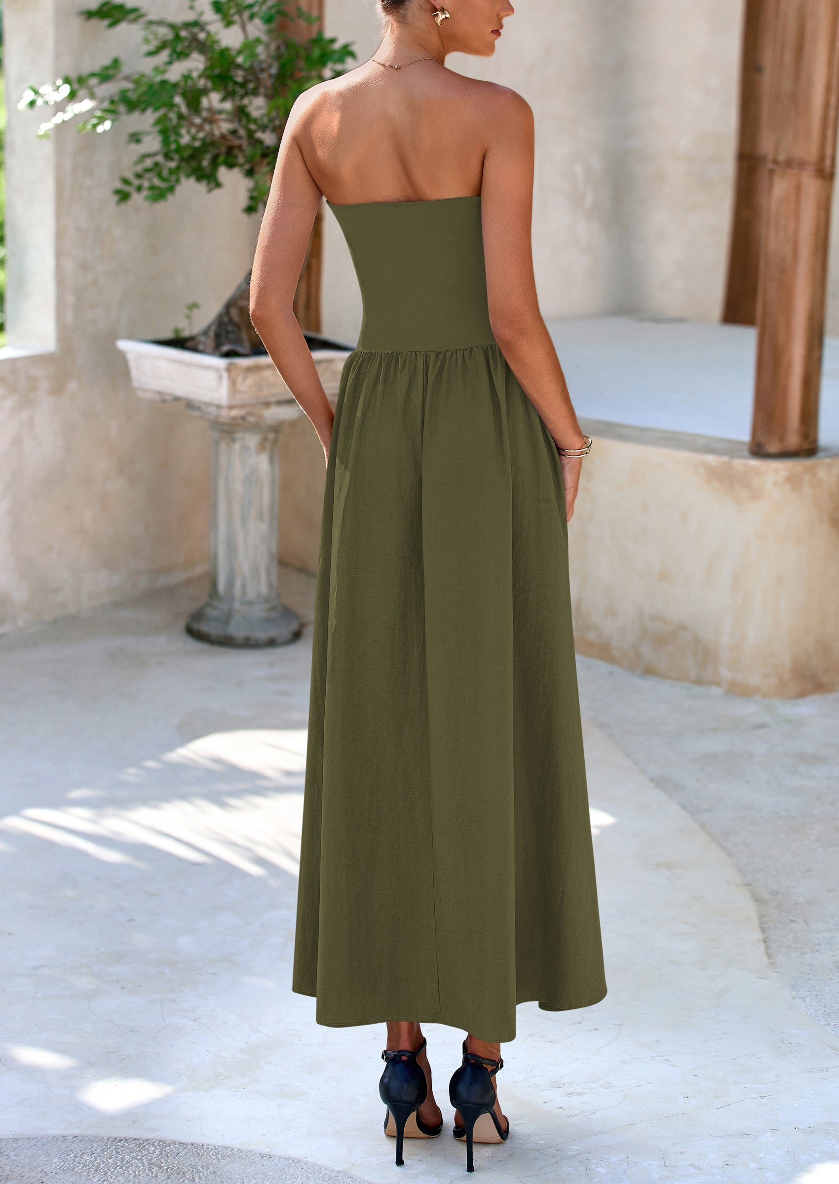 PRETTYGARDEN Women Strapless Elegant Going Out Maxi Dresses