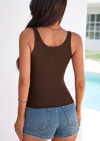 PRETTYGARDEN Womens Summer Tops Spring Cute Sleeveless Scoop Neck Workout Tank Top Casual Ribbed Knit Basic Cami Shirts PRETTYGARDEN