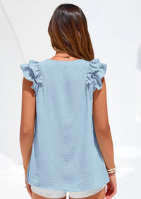 PRETTYGARDEN Womens Blouses Dressy Casual Summer V Neck Ruffle Cap Sleeve Business Work Tops Spring Teacher Shirts PRETTYGARDEN