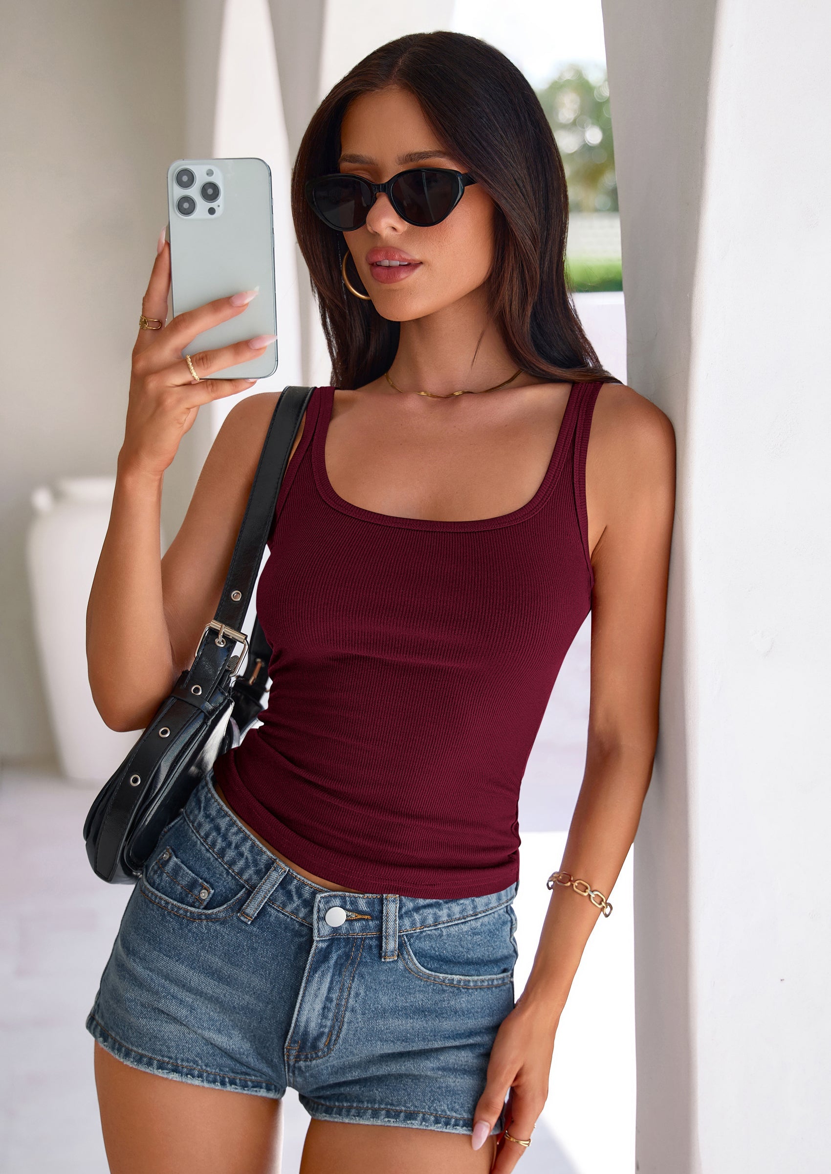 PRETTYGARDEN Womens Summer Tops Spring Cute Sleeveless Scoop Neck Workout Tank Top Casual Ribbed Knit Basic Cami Shirts PRETTYGARDEN
