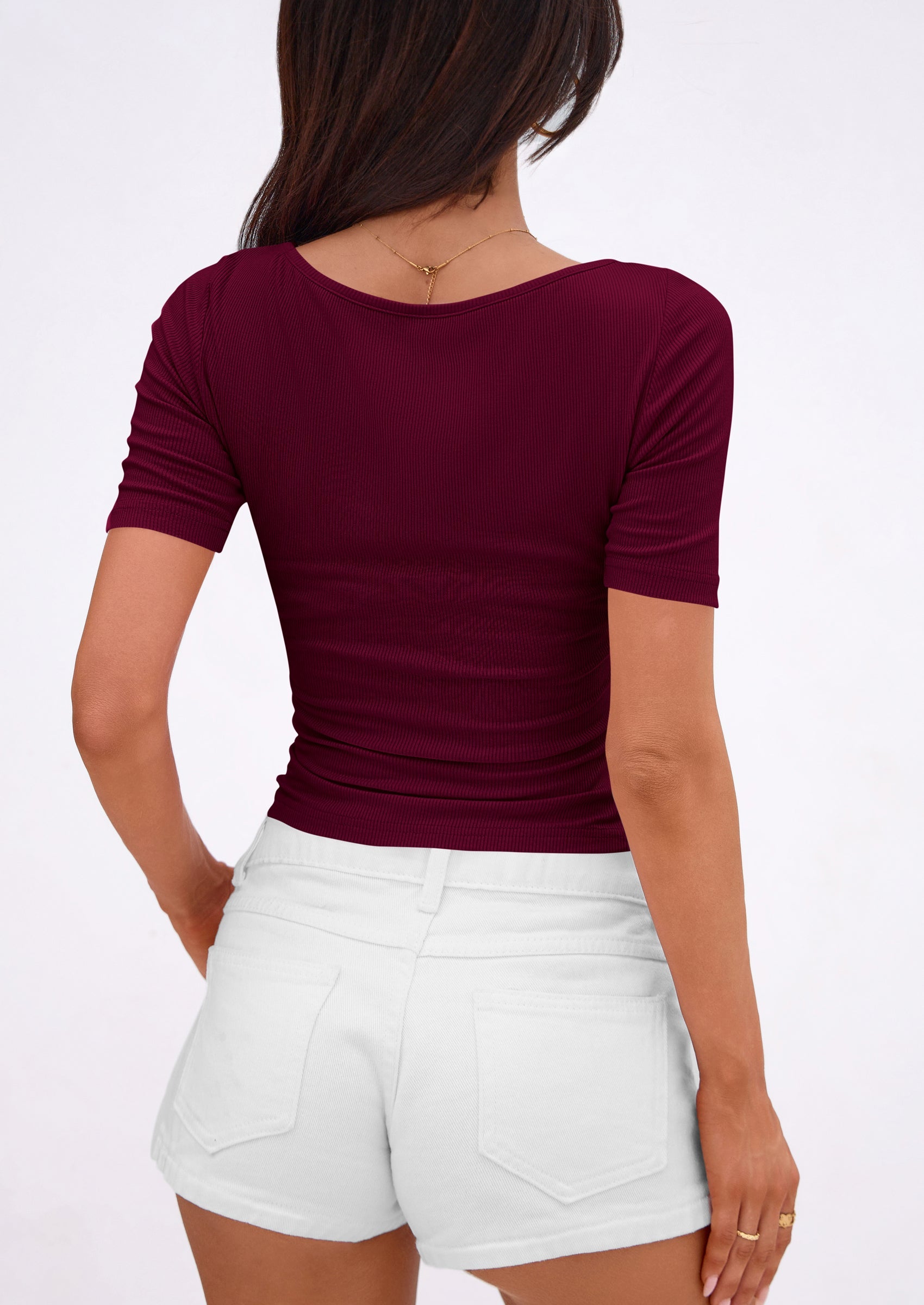 PRETTYGARDEN Womens Summer Short Sleeve Tops Boat Neck Ribbed Knit Slim Fit T Shirt Casual Basic Top Spring Clothes PRETTYGARDEN