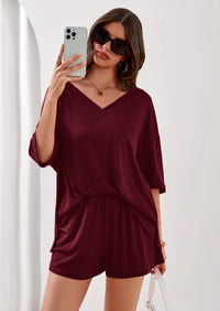 PRETTYGARDEN Womens 2 Piece Sets Oversized Vneck Half Sleeve Tops Shorts Lounge Set Casual Summer Travel Beach Outfits PRETTYGARDEN