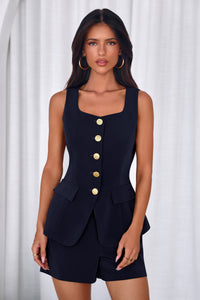 PRETTYGARDEN Womens 2 Piece Matching Sets Fashion Button Down Suit Vest Tops Shorts Set Spring Business Casual Outfits PRETTYGARDEN