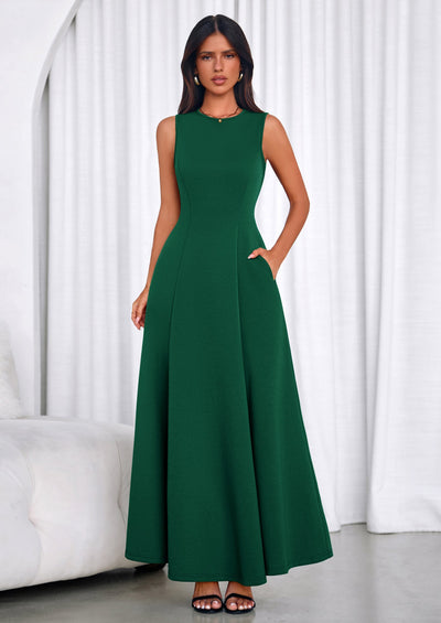 PRETTYGARDEN Women's Summer Tank Maxi Dress Spring Sleeveless Swing A Line Long Flowy Elegant Cocktail Dresses Pockets PRETTYGARDEN