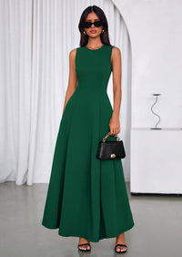 PRETTYGARDEN Women's Summer Tank Maxi Dress Spring Sleeveless Swing A Line Long Flowy Elegant Cocktail Dresses Pockets PRETTYGARDEN