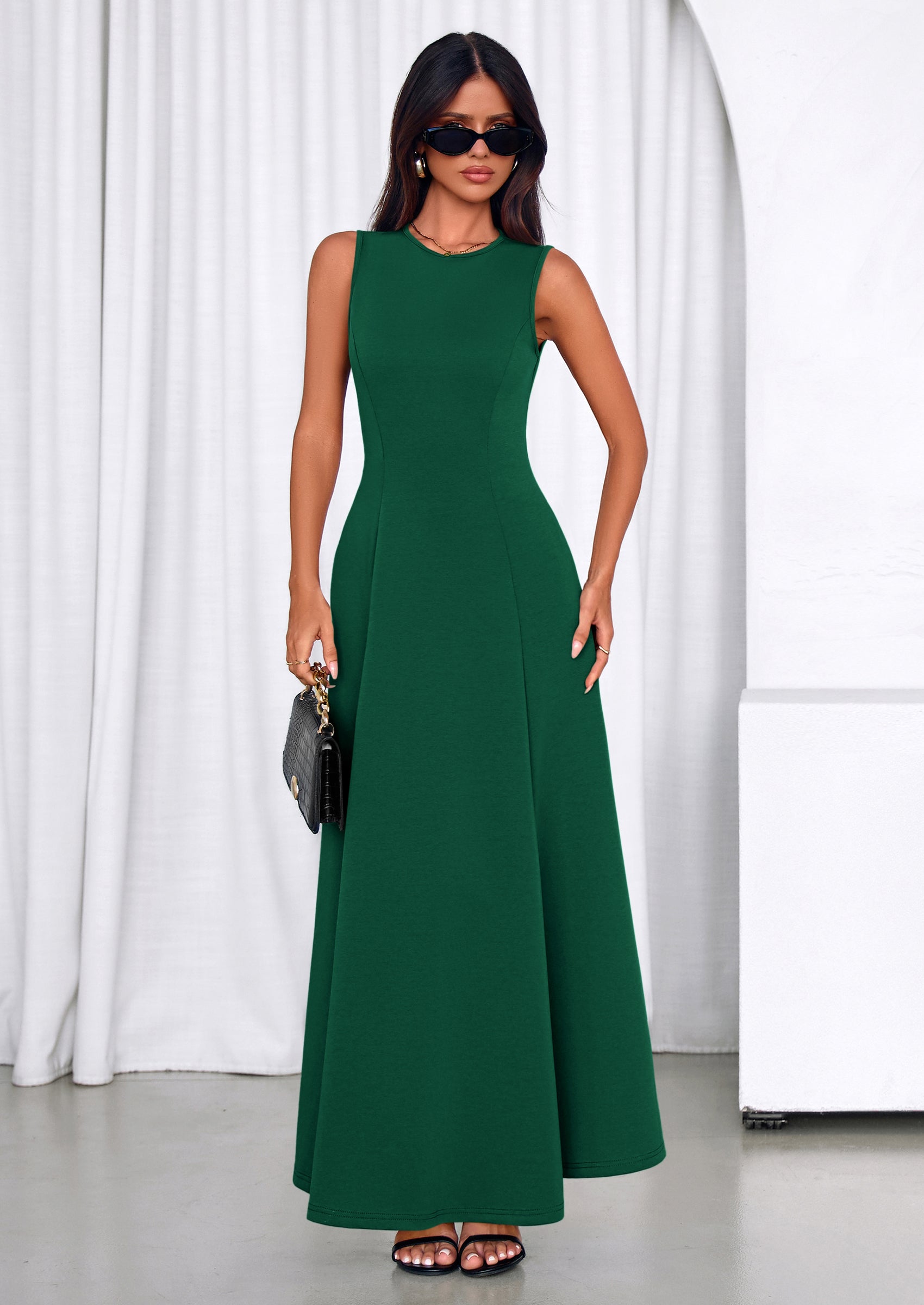 PRETTYGARDEN Women's Summer Tank Maxi Dress Spring Sleeveless Swing A Line Long Flowy Elegant Cocktail Dresses Pockets PRETTYGARDEN