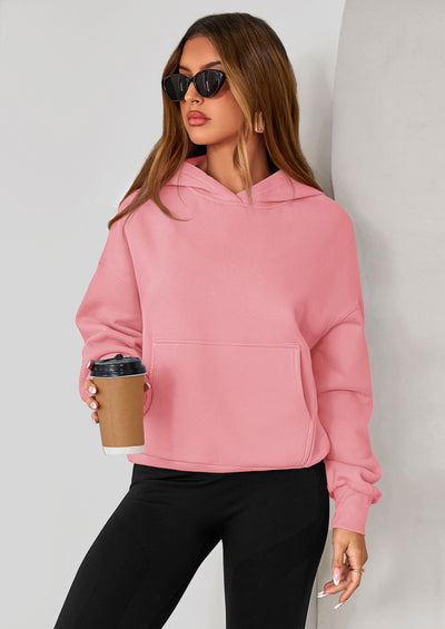 PRETTYGARDEN Women's Fall Hooded Sweatshirts Long Sleeve Half Zip Cropped Hoodies Pullover Winter Fashion Clothes