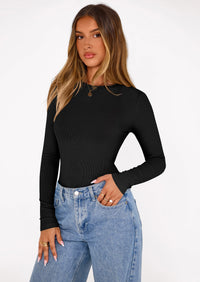 PRETTYGARDEN Bodysuits for Women 2025 Fall Long Sleeve Shirts Slim Fitted Basic Ribbed Layering Tops Fashion Winter Clothing PRETTYGARDEN