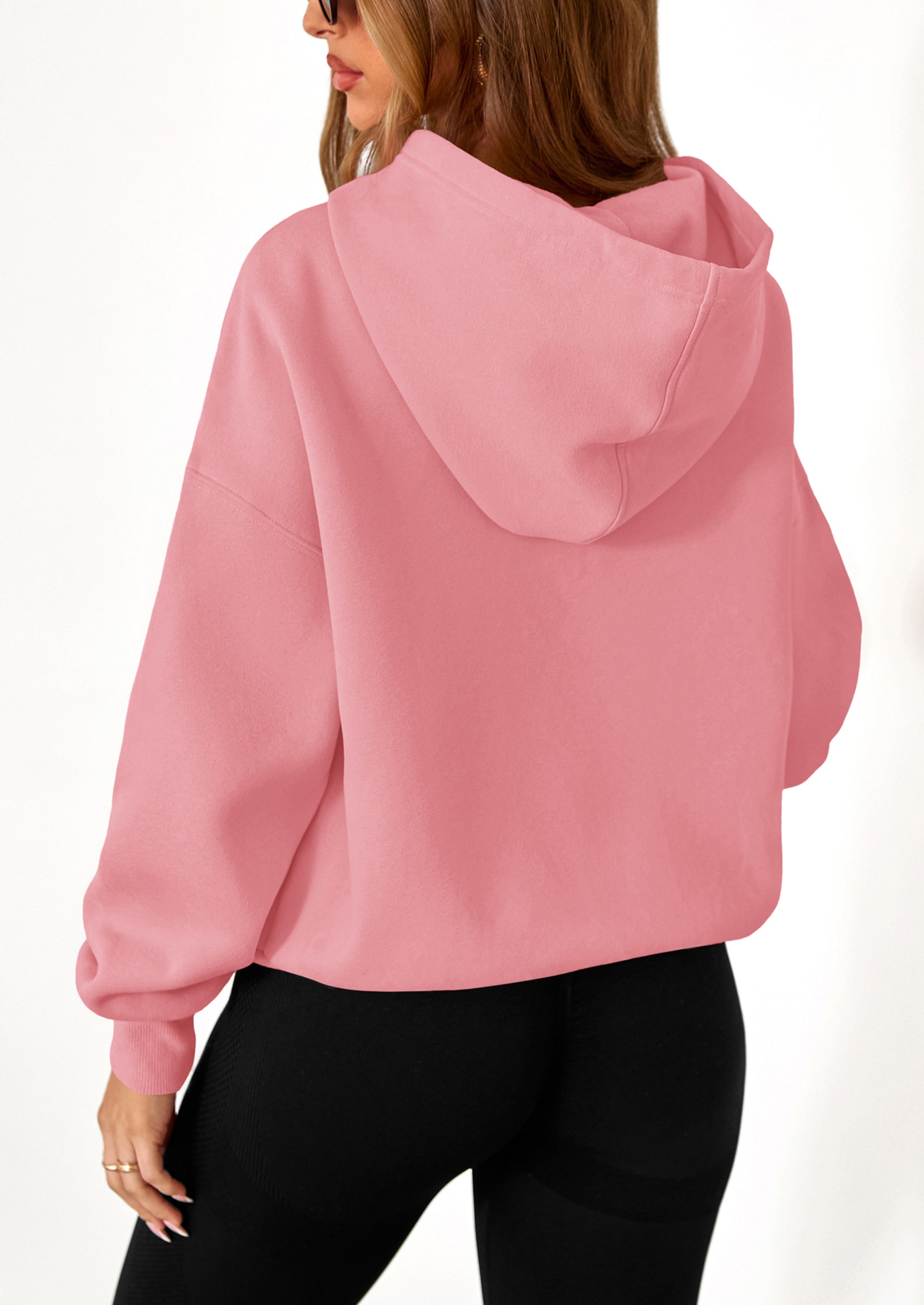 PRETTYGARDEN Women's Fall Hooded Sweatshirts Long Sleeve Half Zip Cropped Hoodies Pullover Winter Fashion Clothes