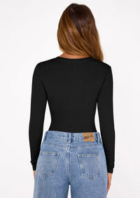 PRETTYGARDEN Bodysuits for Women 2025 Fall Long Sleeve Shirts Slim Fitted Basic Ribbed Layering Tops Fashion Winter Clothing PRETTYGARDEN