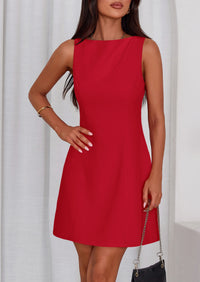 PRETTYGARDEN Womens Formal Short Dresses Summer Sleeveless Boat Neck A Line Elegant Mini Cocktail Party Dress