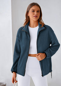 BTFBM Women's Fleece Jackets Fall Winter Clothes 2025 Stand Collar Outwear Jacket Zip Up Casual Fuzzy Coats Pockets PRETTYGARDEN