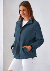 BTFBM Women's Fleece Jackets Fall Winter Clothes 2025 Stand Collar Outwear Jacket Zip Up Casual Fuzzy Coats Pockets PRETTYGARDEN