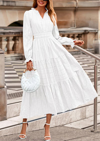 PRETTYGARDEN Women's Fall Wedding Guest Dresses Long Sleeve V Neck Flowy Elegant Holiday Party Maxi Dress with Pockets