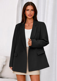 PRETTYGARDEN Fall Blazers for Women Business Casual Long Sleeve Lapel Pockets Dressy Suit Jackets Work Office Clothes