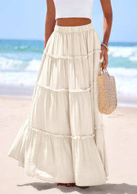 PRETTYGARDEN Women's Tiered Maxi Skirt Summer Spring Fashion 2026 High Waisted Long Flowy Casual Boho Beach Vacation Clothes PRETTYGARDEN