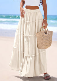 PRETTYGARDEN Women's Tiered Maxi Skirt Summer Spring Fashion 2026 High Waisted Long Flowy Casual Boho Beach Vacation Clothes PRETTYGARDEN
