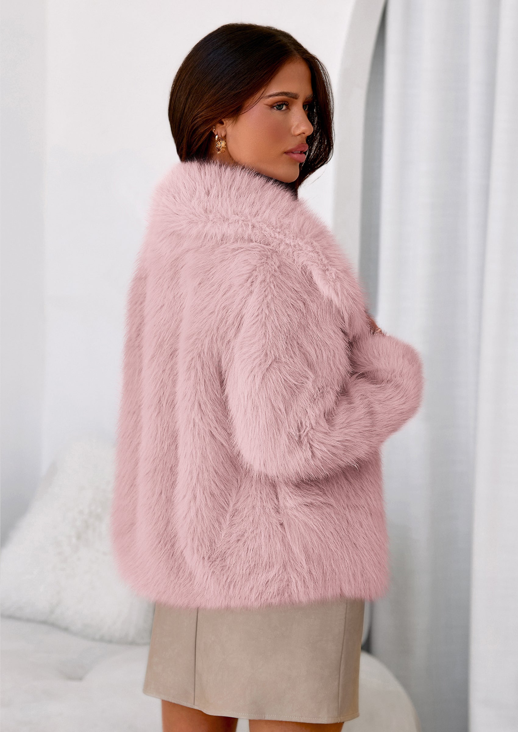 PRETTYGARDEN Womens Winter Coats Trendy Long Sleeve Furry Faux Fur Jackets Button Lapel Warm Fall Outwear with Pockets
