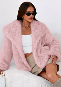 PRETTYGARDEN Womens Winter Coats Trendy Long Sleeve Furry Faux Fur Jackets Button Lapel Warm Fall Outwear with Pockets