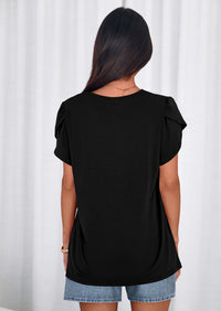 PRETTYGARDEN Summer Tops for Women Short Sleeve Crew Neck Pleated T Shirts Dressy Casual Blouses Spring Fashion Clothes PRETTYGARDEN