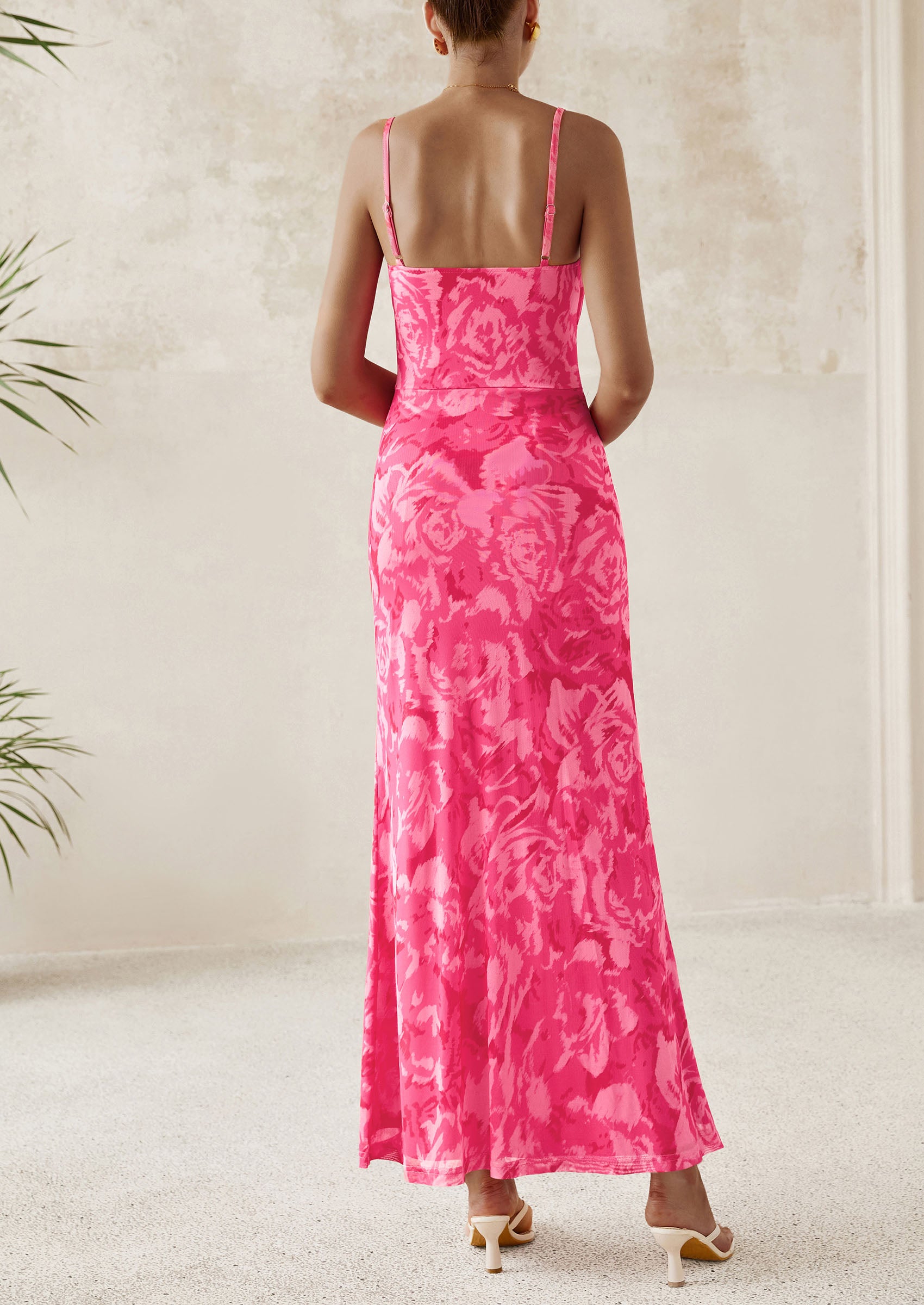 PRETTYGARDEN Women's Bodycon Maxi Dress Floral Sundress Sleeveless Spaghetti Strap Cocktail Party Dress