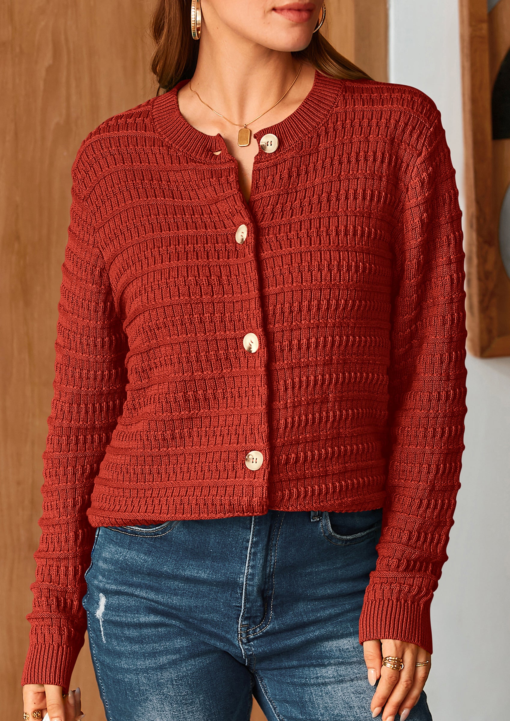 PRETTYGARDEN Women's Knit Cardigan Sweaters Casual Long Sleeve Open Front Button Down Trendy Jackets Outerwear