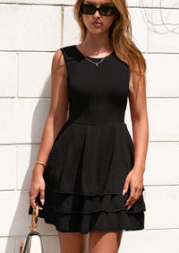 PRETTYGARDEN Women's Summer Sundresses Casual Elegant Sleeveless Flowy Tiered Ruffle A Line Mini Graduation Party Dress