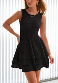 PRETTYGARDEN Women's Summer Sundresses Casual Elegant Sleeveless Flowy Tiered Ruffle A Line Mini Graduation Party Dress