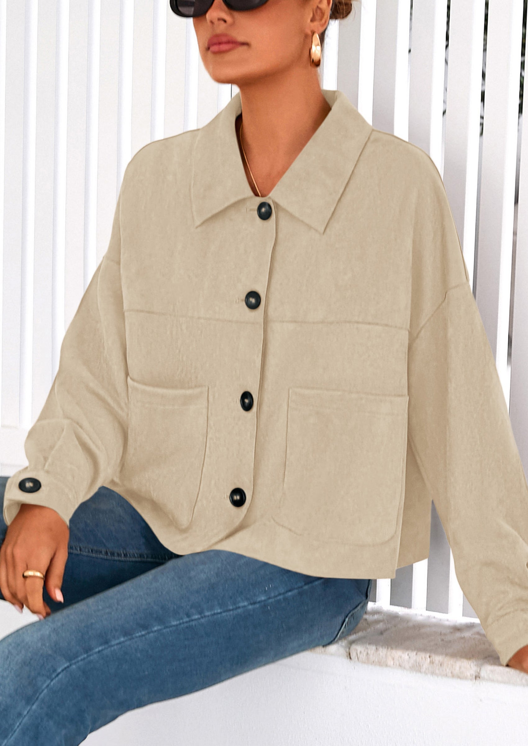 PRETTYGARDEN Women's Faux Suede Cropped Jacket Casual Lightweight Fall Fashion Winter Coats Outerwear Trendy Clothes