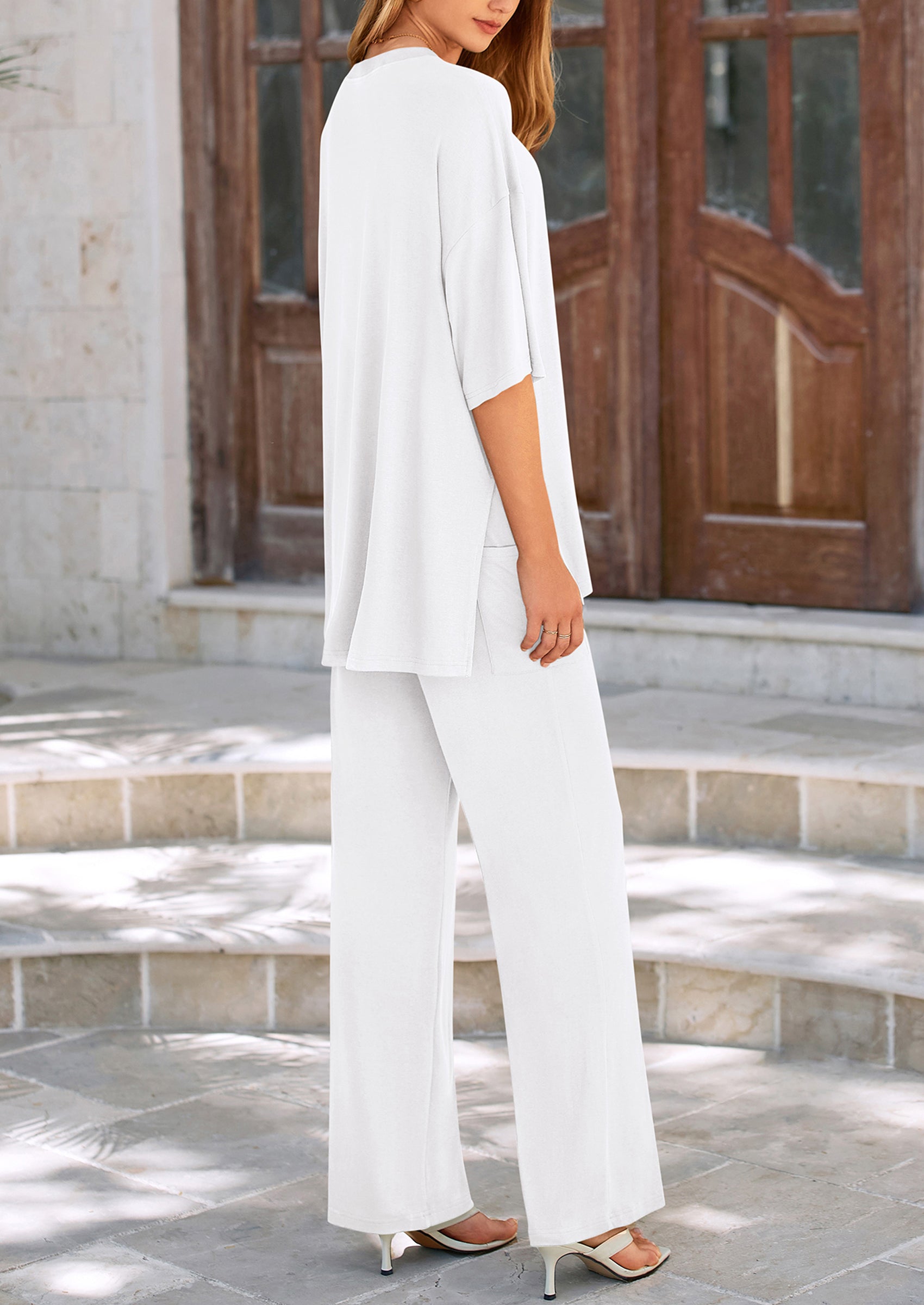 PRETTYGARDEN Women's 2 Piece Outfits Casual Short Sleeve Pullover Tops and Wide Leg Pants Lounge Sets Tracksuits