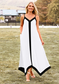 PRETTYGARDEN Women's Flowy Maxi Dress Summer Sleeveless V Neck Spaghetti Strap Elegant Wedding Party Dresses