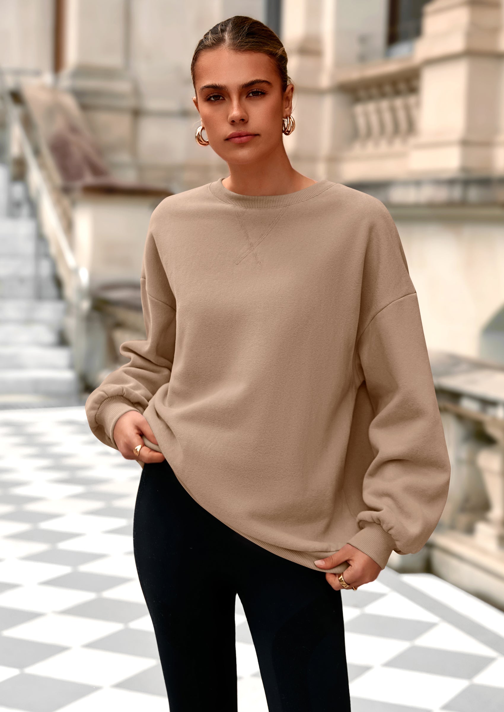 PRETTYGARDEN Oversized Sweatshirt for Women Fall Outfits Crewneck Long Sleeve Tops Fleece Pullover Winter Clothing