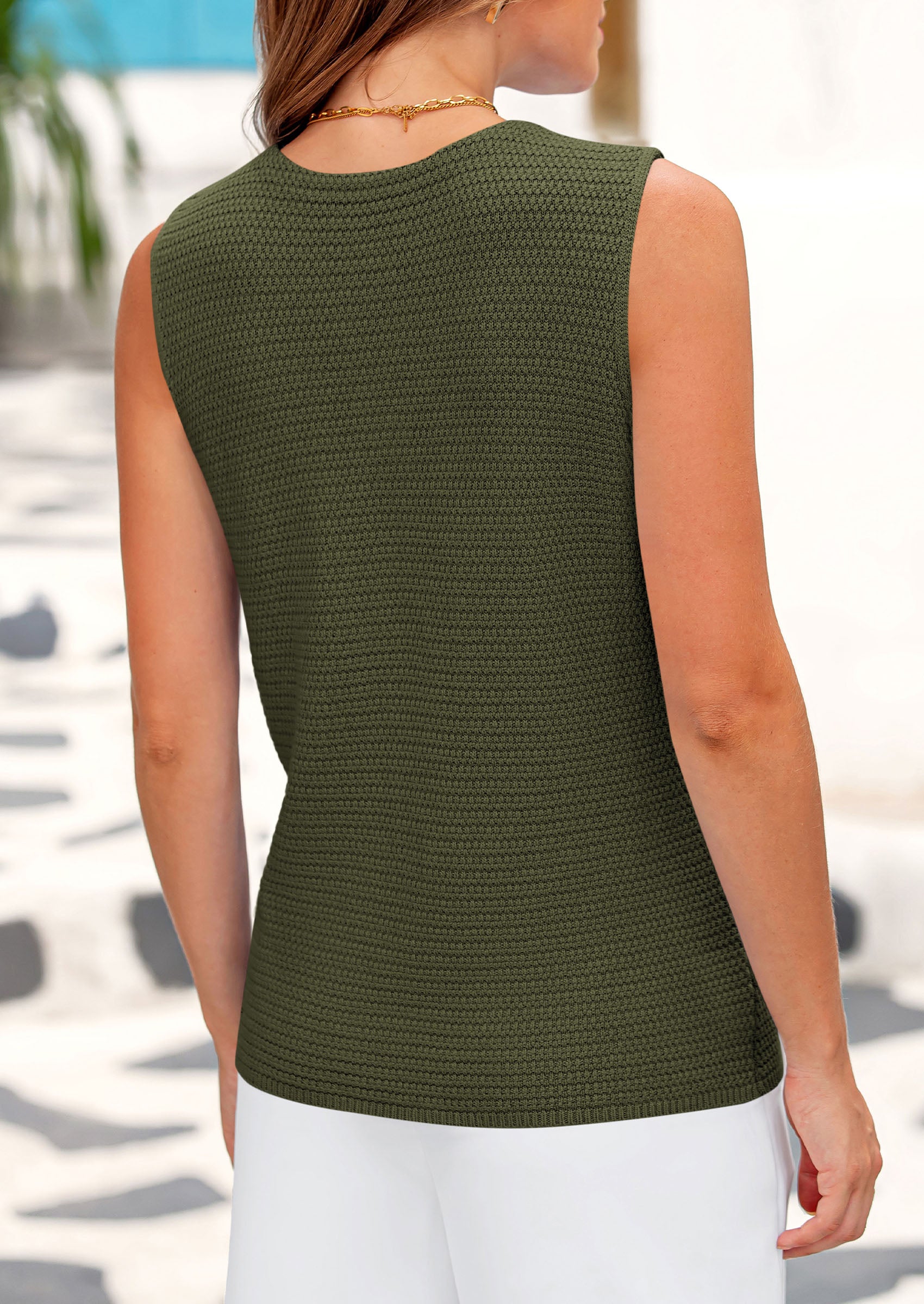 PRETTYGARDEN Women's Knit Sweater Vest Summer Sleeveless Button Down Tank Tops Trendy Business Casual Outfits