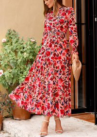 PRETTYGARDEN Women's Floral Maxi Dress Spring Long Sleeve V Neck Casual A Line Long Flowy Boho Party Dresses
