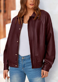 PRETTYGARDEN Women's Faux Leather Motorcycle Jacket Trendy Fall Spring Clothes Oversized Zip Up Winter Coat Outerwear