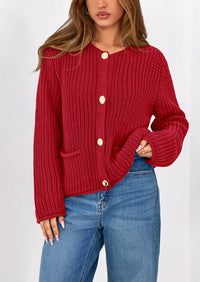 PRETTYGARDEN Cardigan Sweaters for Women Trendy Oversized Knit Chunky Button Cardigans Fall Winter Outfits with Pockets