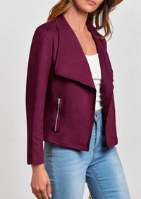 PRETTYGARDEN Women's Faux Suede Jackets Fashion Fall Clothes Long Sleeve Open Front Cropped Coat Outwear