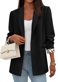 PRETTYGARDEN Blazers for Women Fall Work Office Suit Jackets Dressy Open Front Leopard Blazer Business Casual Outfits