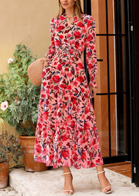 PRETTYGARDEN Women's Floral Maxi Dress Spring Long Sleeve V Neck Casual A Line Long Flowy Boho Party Dresses